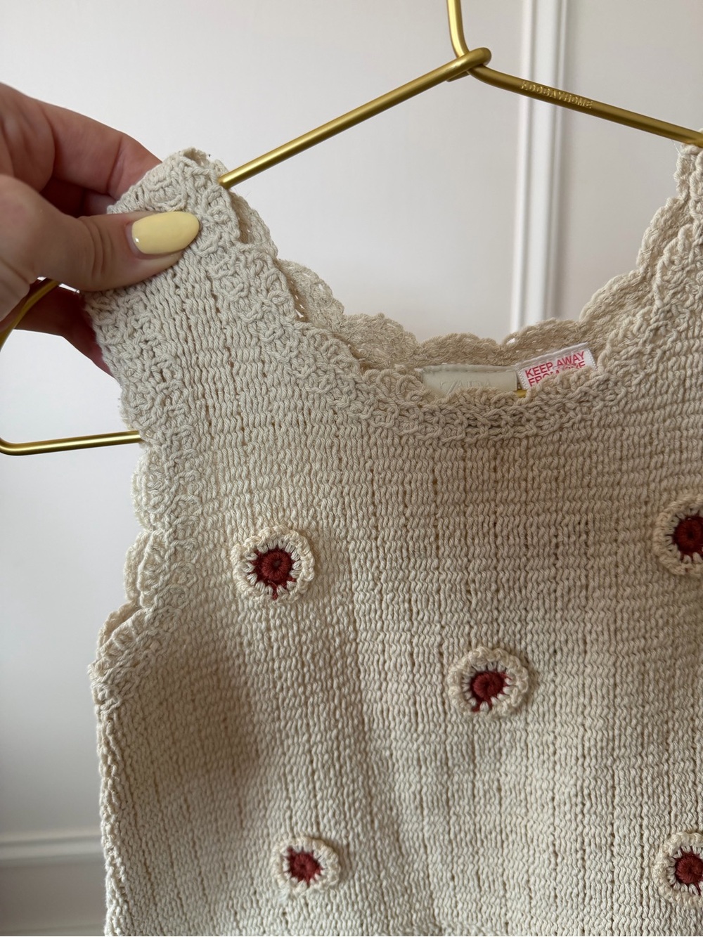 NWT zara kids cream crocheted scallop detail tank top - Picture 2 of 5